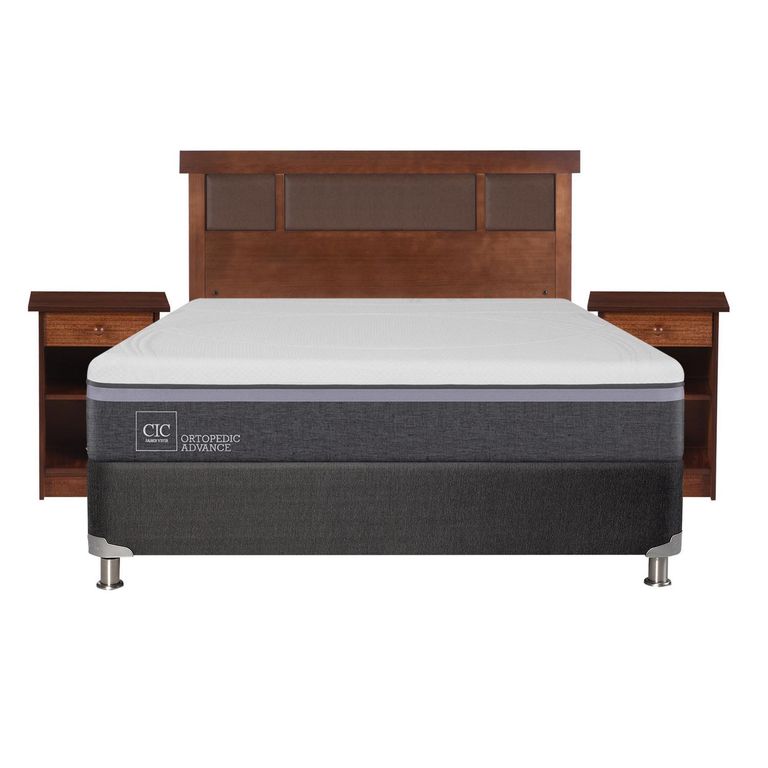 Box Spring Ortopedic Advance B5 Black 2 Plazas + Muebles