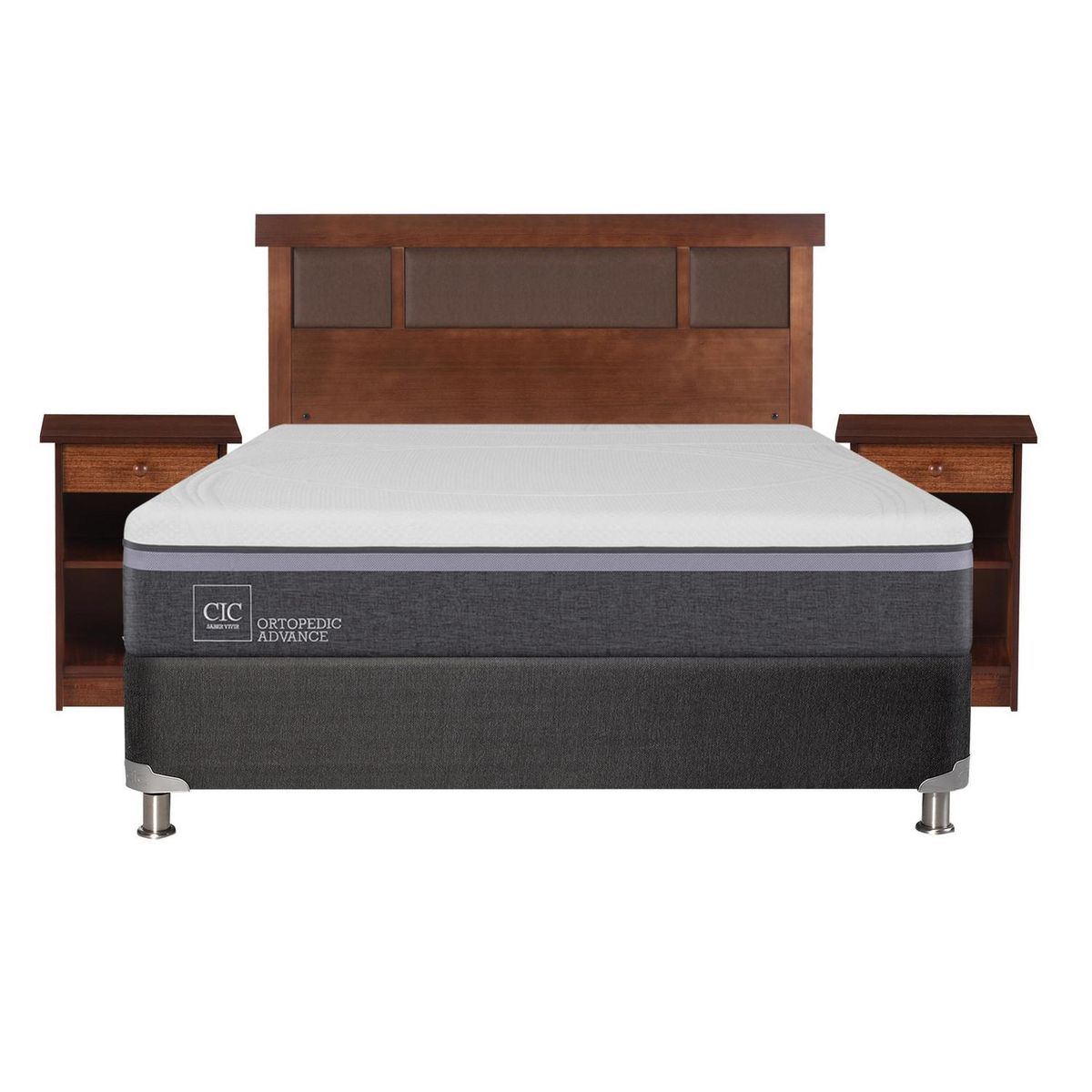 CIC - Box spring ortopedic advance b5 black 2 plazas + muebles