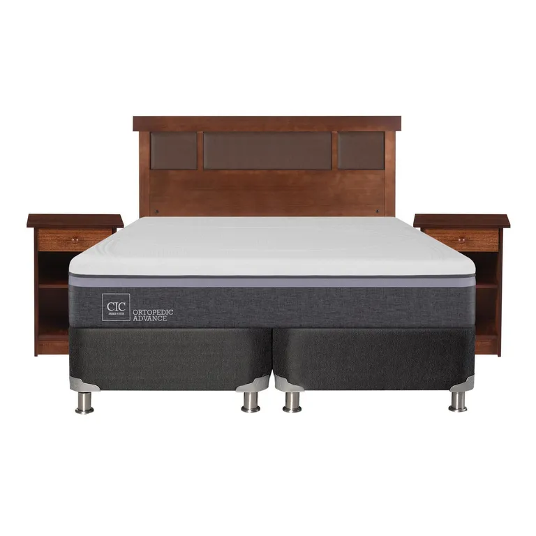 Box Spring Ortopedic Advance B5 Black 2 Plazas + Muebles