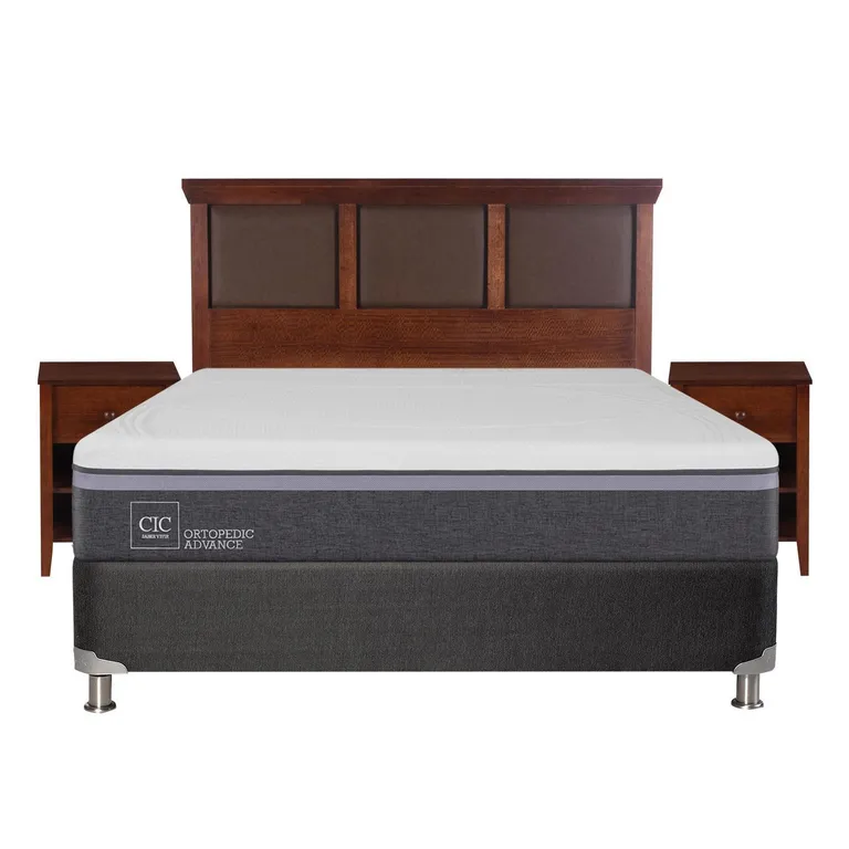 Box Spring Ortopedic Advance B5 Black 2 Plazas + Muebles