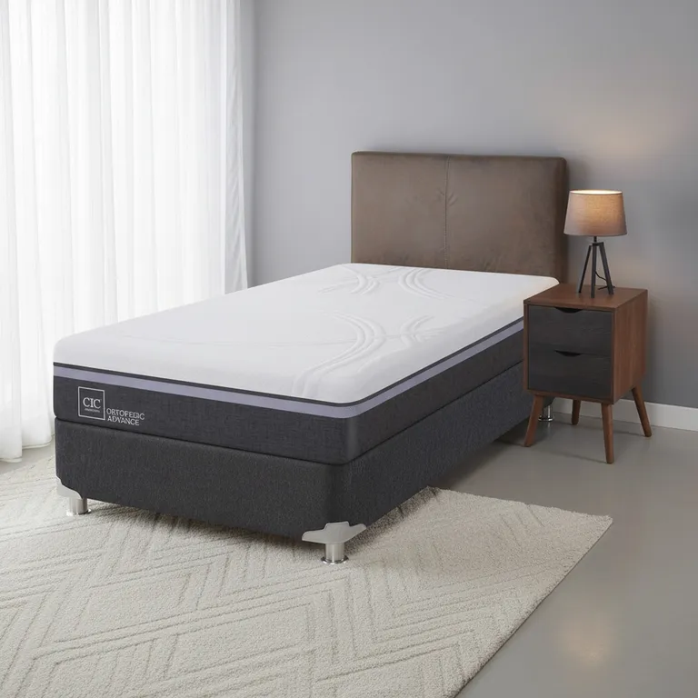 Box Spring Ortopedic Advance B5 Black 1.5 Plazas + Muebles