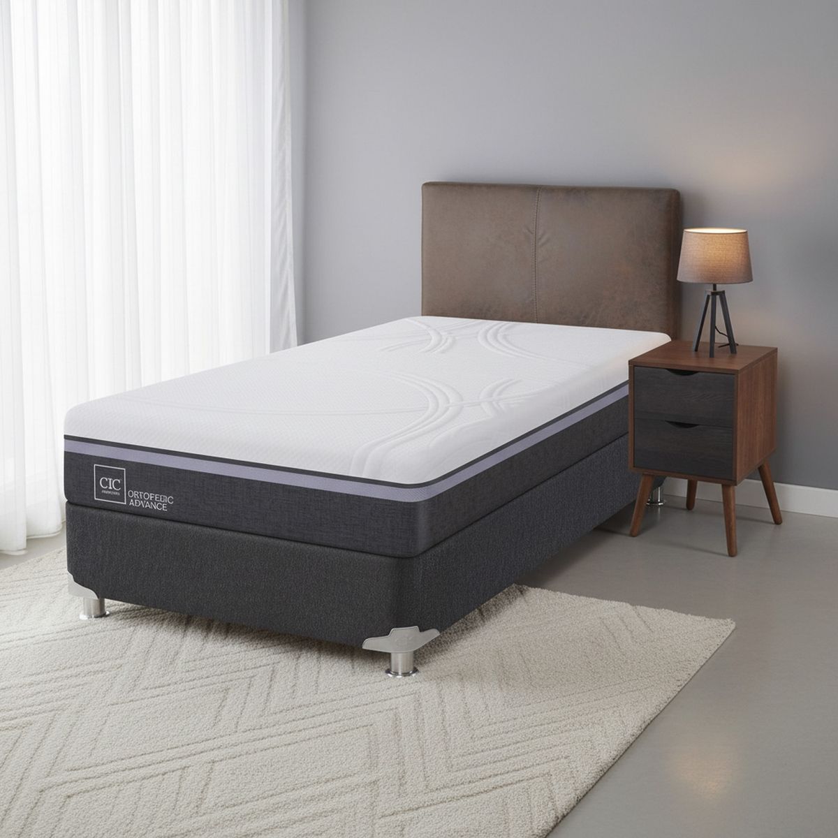CIC - Box Spring Ortopedic Advance B5 Black 1.5 Plazas + Muebles