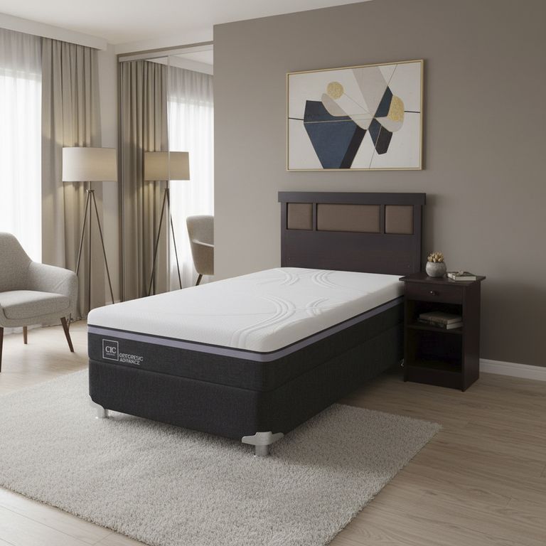 CIC Box Spring Ortopedic Advance B5 Black 1.5 Plazas + Muebles