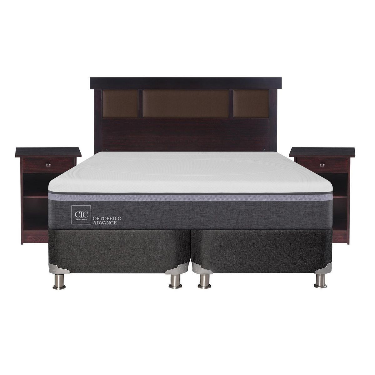 CIC - Box spring ortopedic advance b5 black 2 plazas + muebles