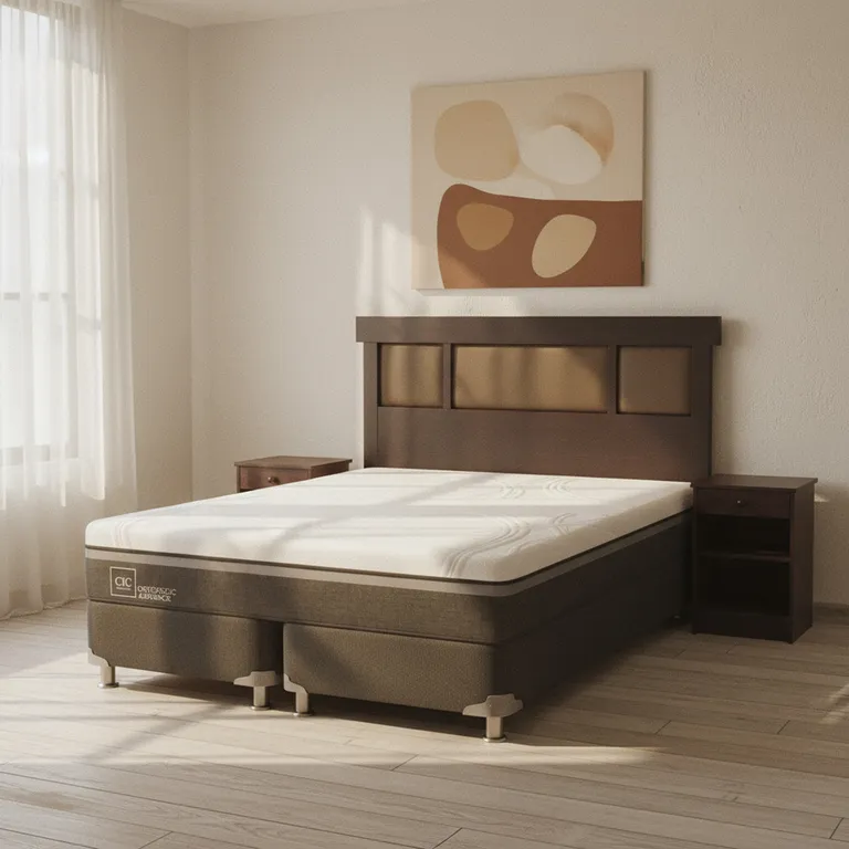 Box Spring Ortopedic Advance B5 Black 2 Plazas + Muebles
