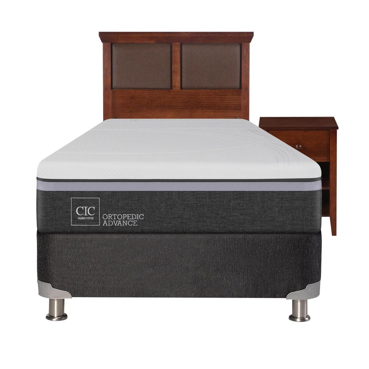 CIC - Box spring ortopedic advance b5 black 1.5 plazas + muebles