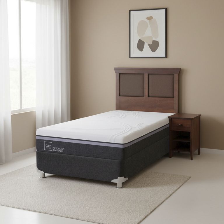 Box Spring Ortopedic Advance B5 Black 1.5 Plazas + Muebles