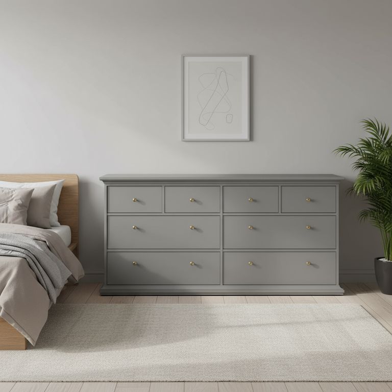 TVILUM Cómoda 8 Cajón(es) Paris 183x87x48 cm Gris