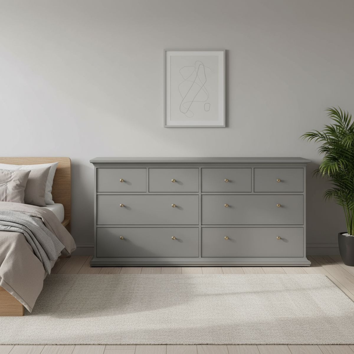 TVILUM - Cómoda 8 Cajón(es) Paris 183x87x48 cm Gris