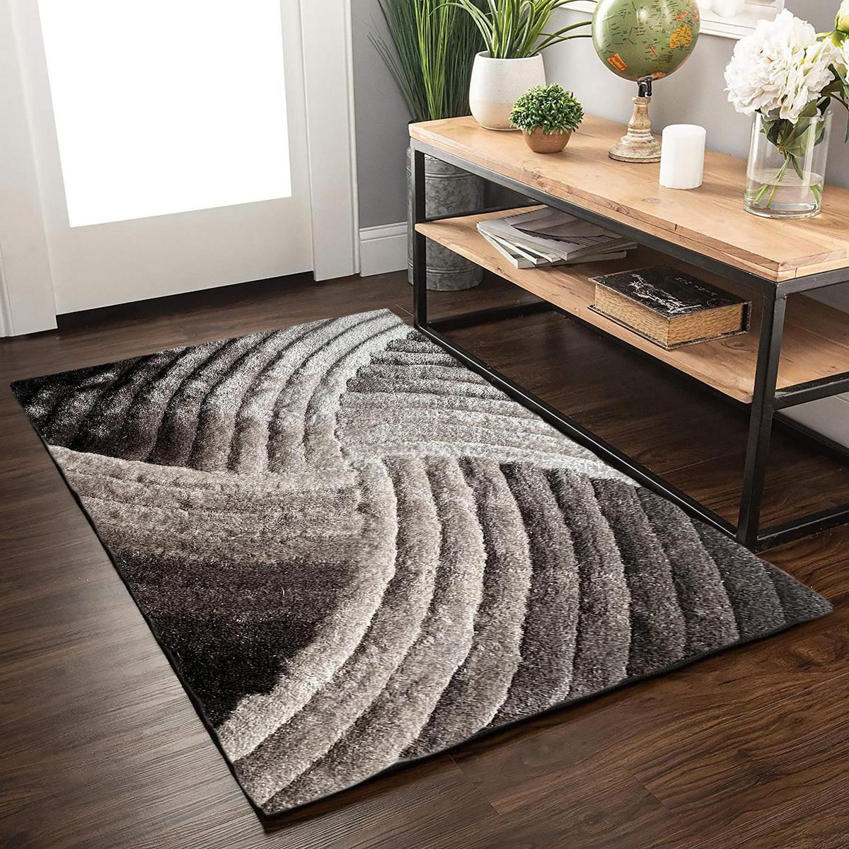 JUST HOME COLLECTION - Alfombra Shaggy 3D 120x170 cm Poliéster Gris