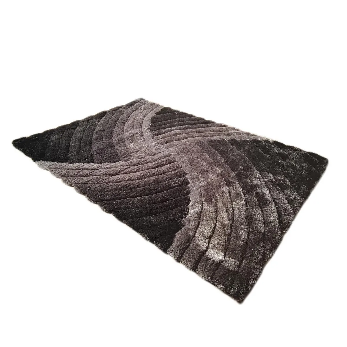 JUST HOME COLLECTION - Alfombra Shaggy 3D 160x230 cm Poliéster Gris