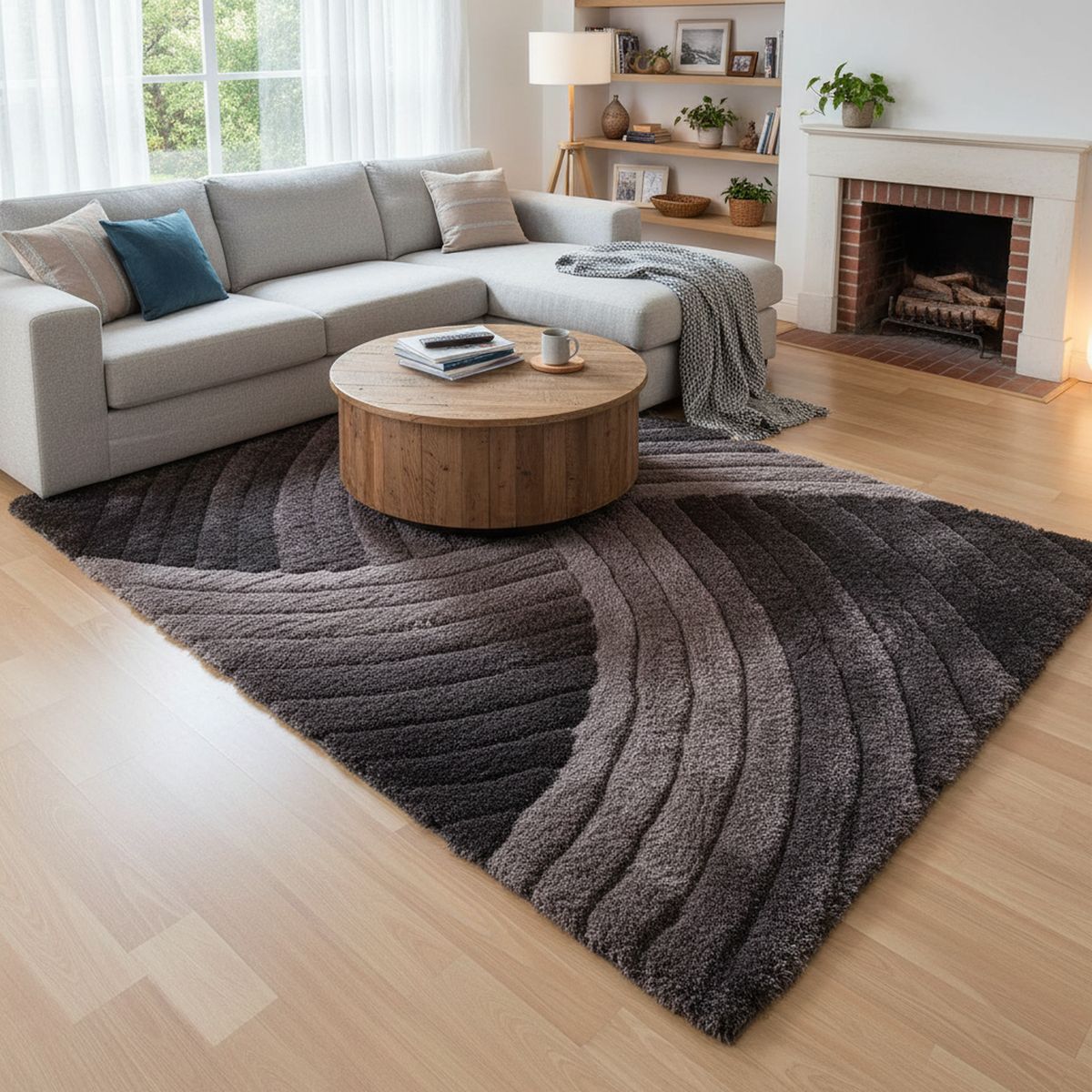 JUST HOME COLLECTION - Alfombra Shaggy 3D 160x230 cm Poliéster Gris