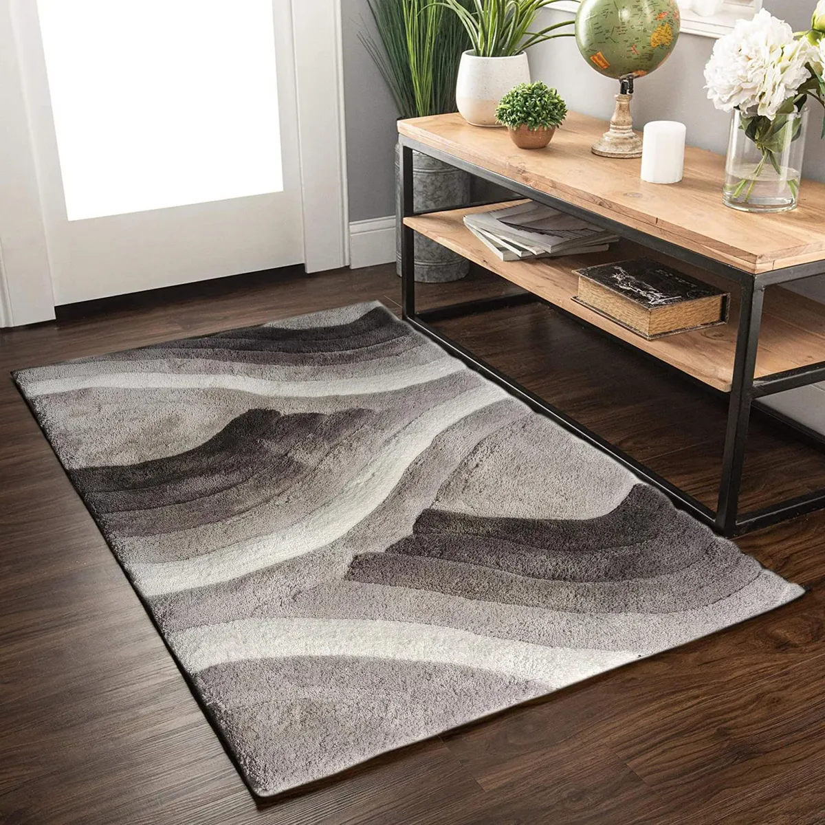 JUST HOME COLLECTION - Tapete Onda 3D 60x110 cm Poliéster Gris