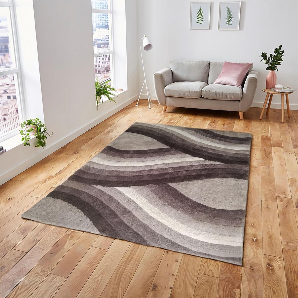 JUST HOME COLLECTION - Tapete Onda 3D 160x230 cm Poliéster Gris