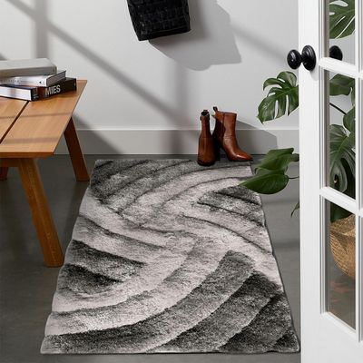 Imagen 2 del producto Alfombra Shaggy 3D 60x110 cm Poliéster Gris