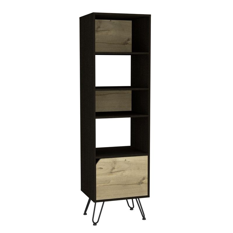 TUHOME - Librero Stamford Melamina 4 Nivel(es) 48.3x170.8x41 cm Wengué/Duna