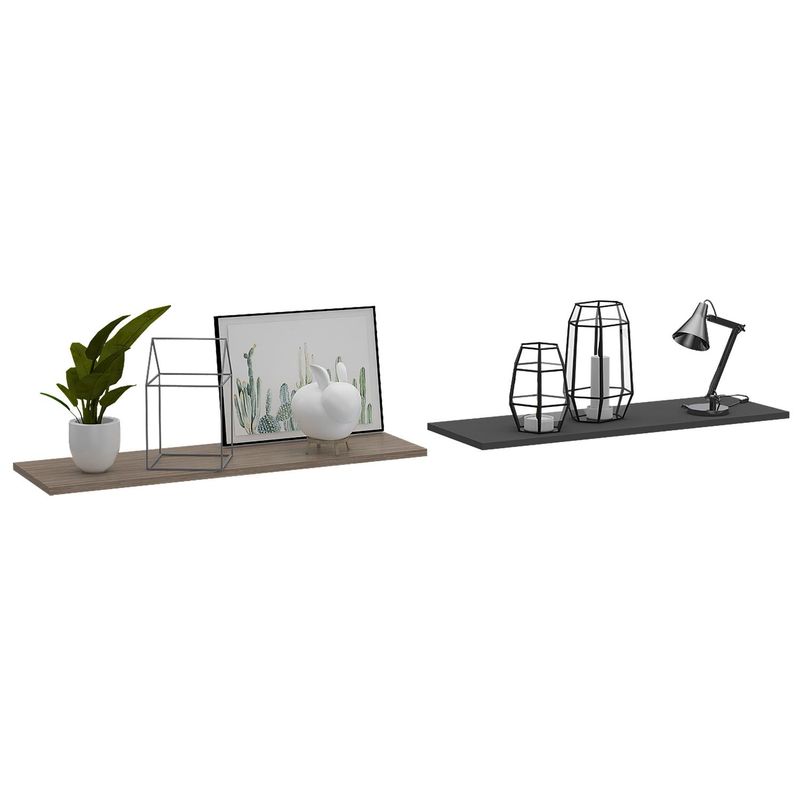 TUHOME - Repisa Vassel Wall Z-160 Melamina 1 Nivel(es) 160x1.5x35 cm Miel/Plomo