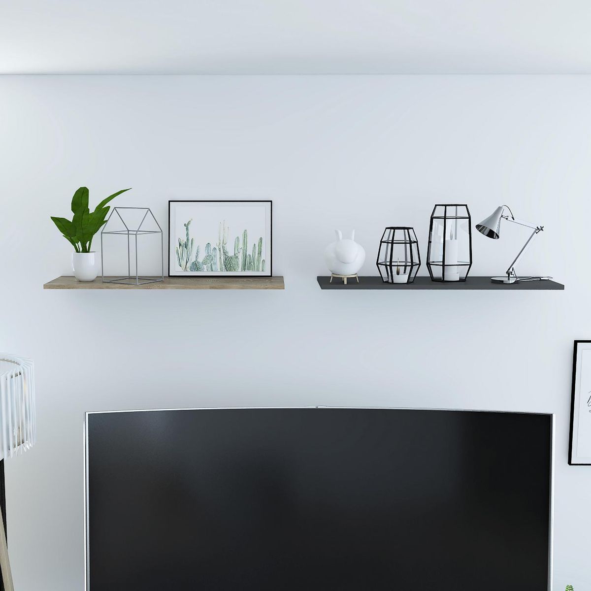 TUHOME - Repisa Vassel Wall Z-160 Melamina 1 Nivel(es) 160x1.5x35 cm Miel/Plomo