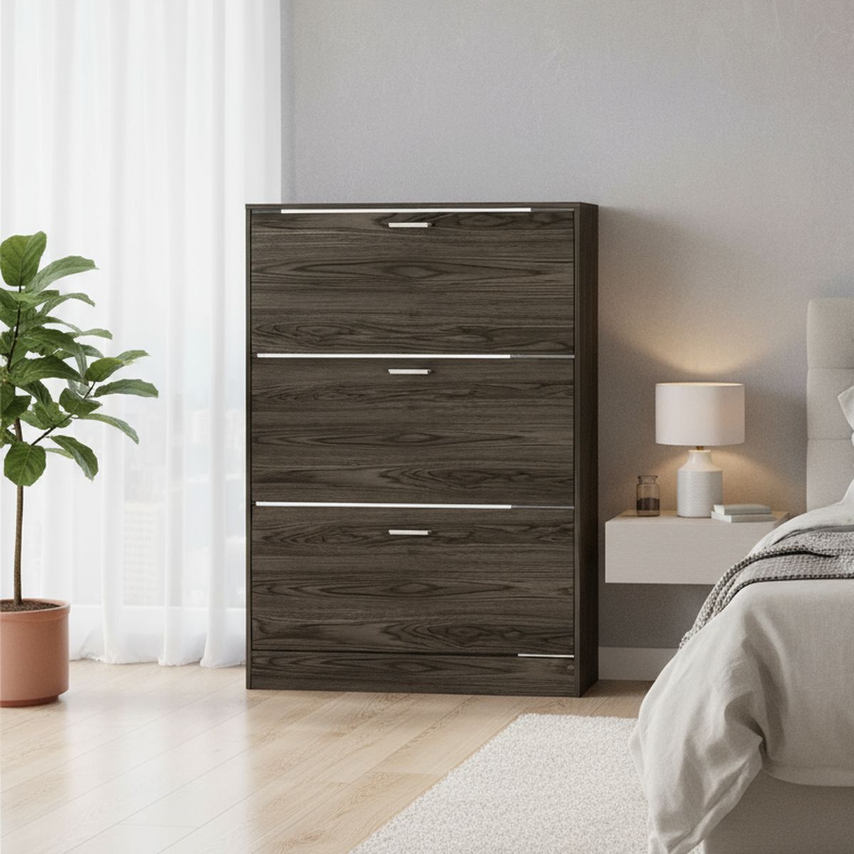 TUHOME - Zapatera Z-94 Melamina 4 Nivel(es) 94.2x128.7x35 cm Coñac/Blanco