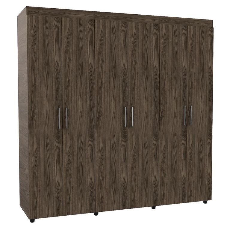 TUHOME Clóset Amatista 6 Puerta(s) 2 Cajón(es) 3 Repisa(s) 180x181.5x51.5 cm Coñac/Blanco