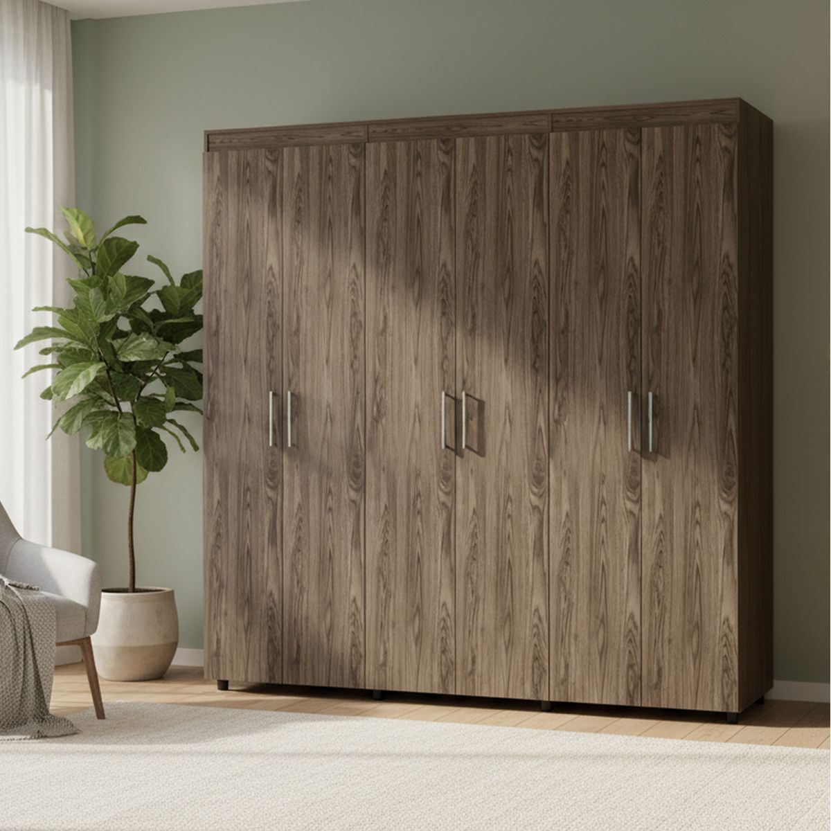 TUHOME - Clóset Amatista 6 Puerta(s) 2 Cajón(es) 3 Repisa(s) 180x181.5x51.5 cm Coñac/Blanco