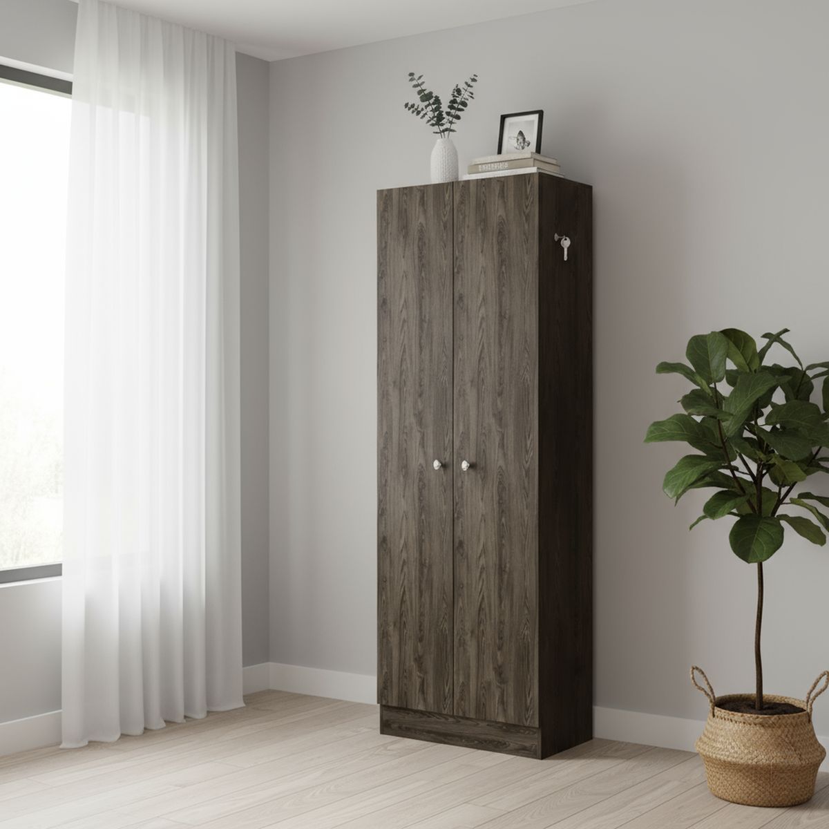 TUHOME - Clóset Home 2 Puerta(s) 5 Repisa(s) 60xx30,2 cm Coñac/Blanco