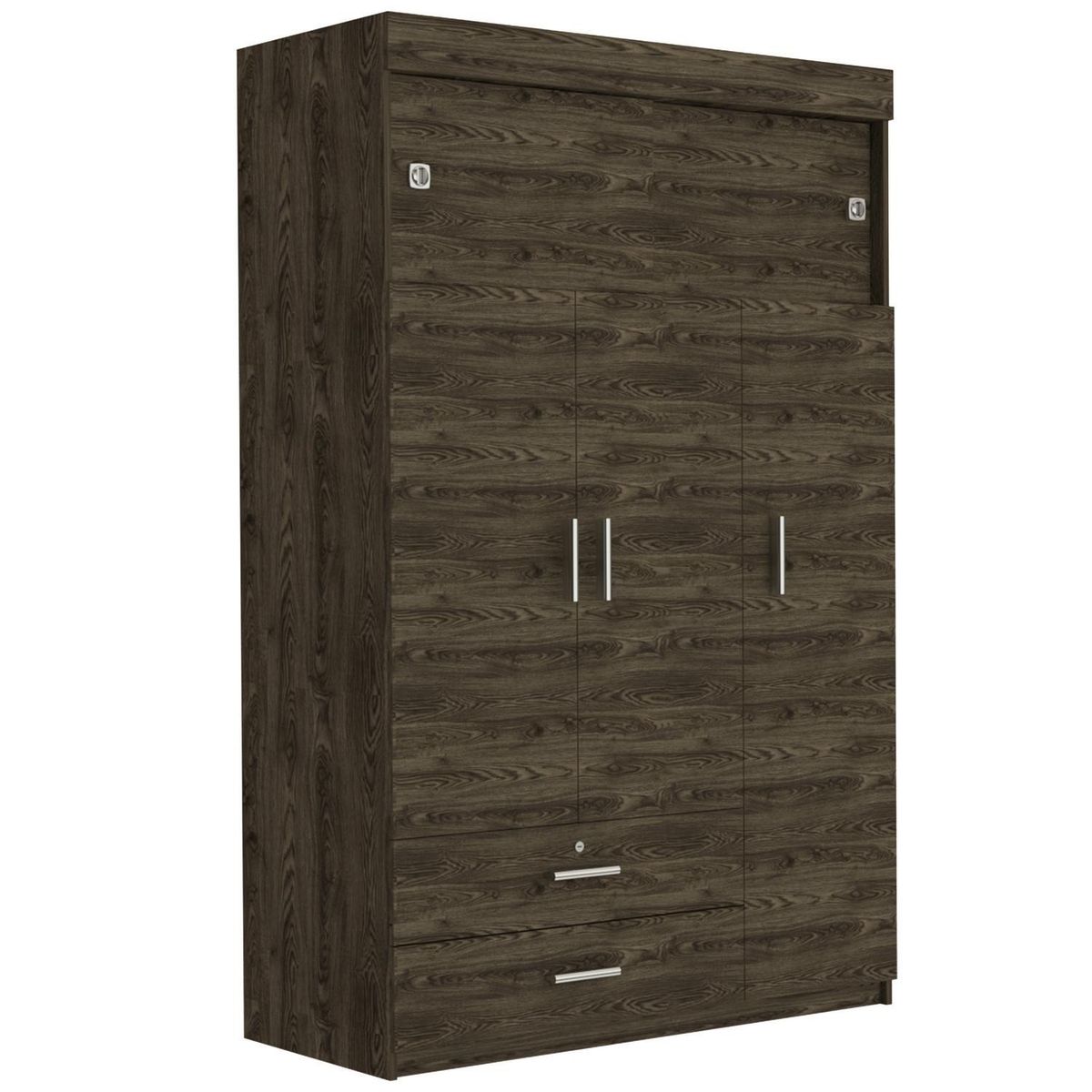 TUHOME - Clóset 5 Puerta(s) 2 Cajón(es) 4 Repisa(s) 120x187.5x51.5 cm Coñac/Blanco