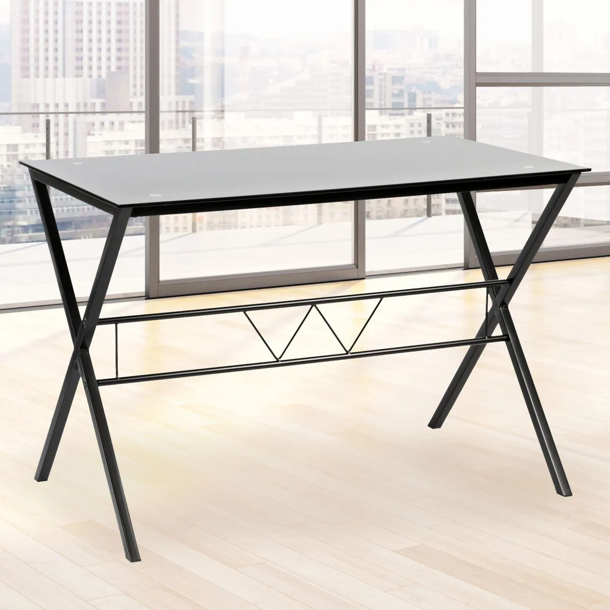 JUST HOME COLLECTION - Escritorio vidrio negro 110x60x74cm