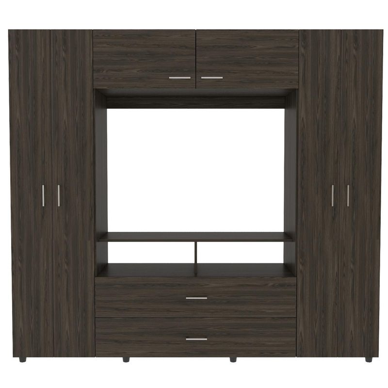TUHOME - Clóset 6 Puerta(s) 2 Cajone(s) 5 Repisa(s) 198.4x179.8x49.5 cm Coñac/Blanco