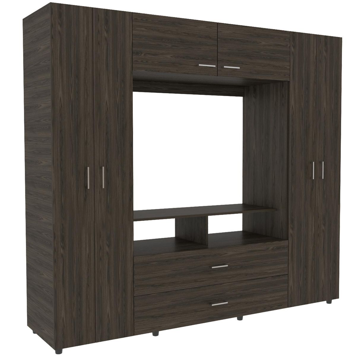 TUHOME - Clóset 6 Puerta(s) 2 Cajón(es) 5 Repisa(s) 198.4x179.8x49.5 cm Coñac/Blanco