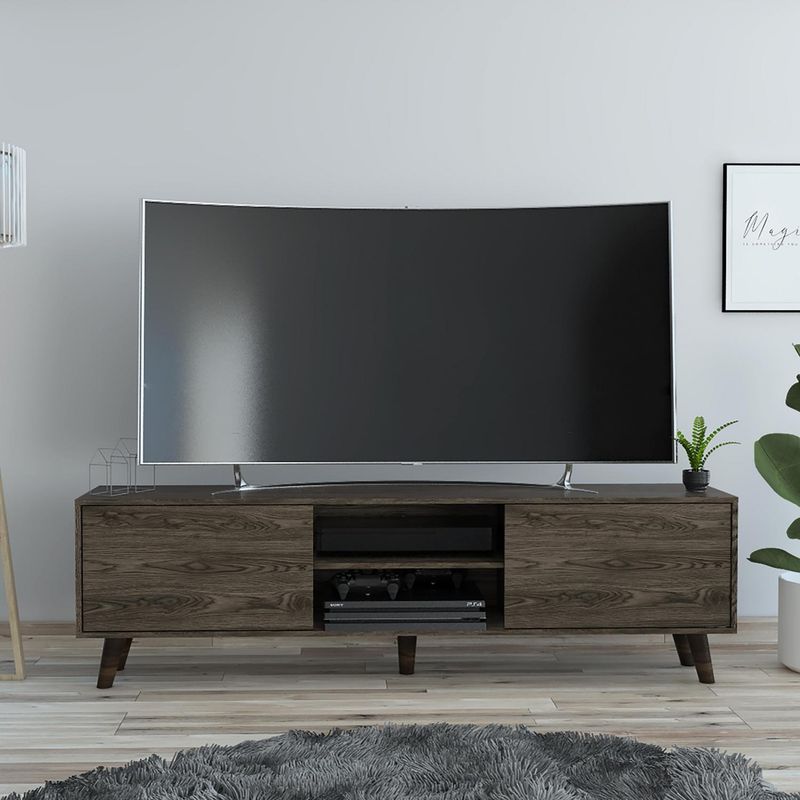 TUHOME - Rack TV 80" 180x52x35 cm coñac