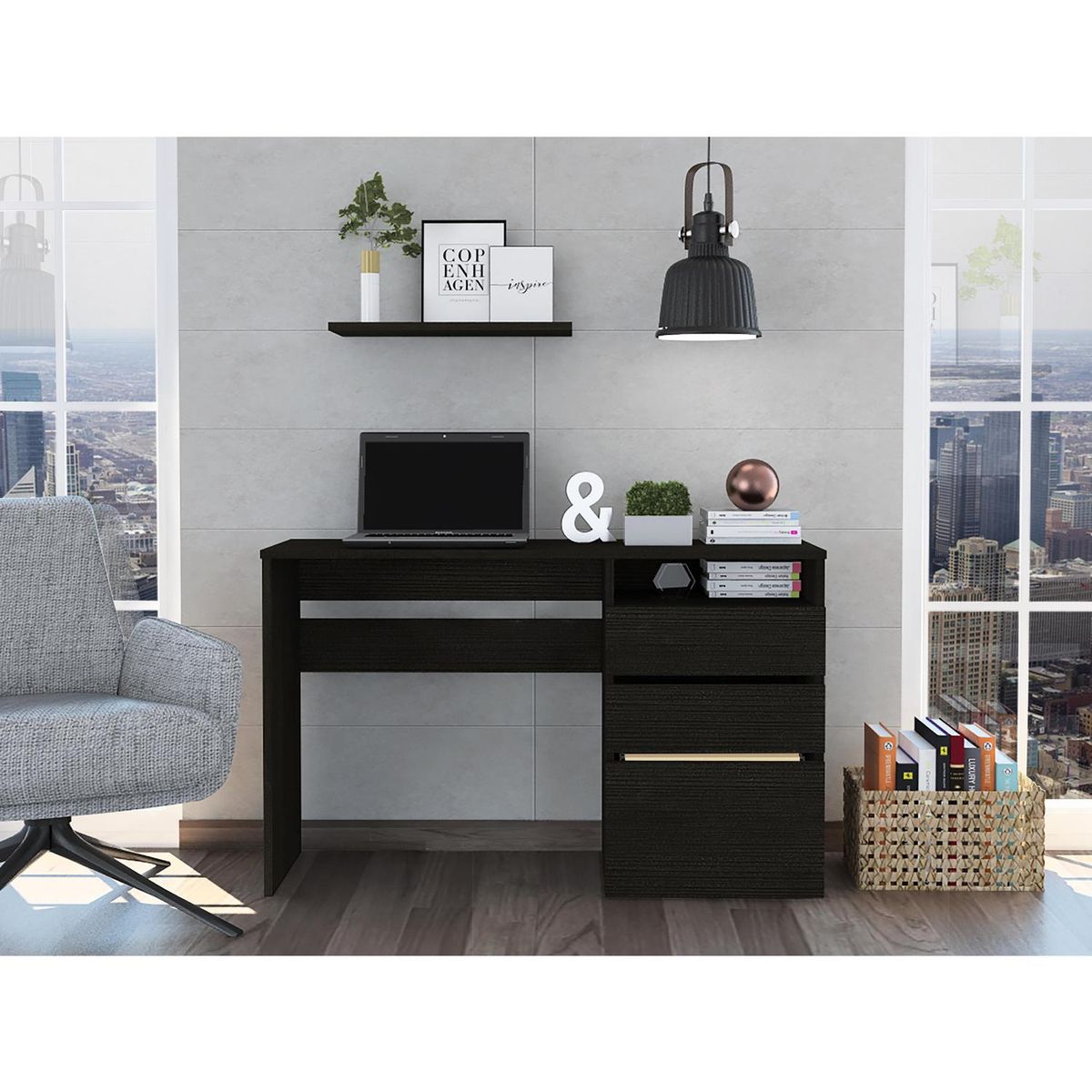 TUHOME - Escritorio Dublin 120,5x75,1x116,5 cm Wengue