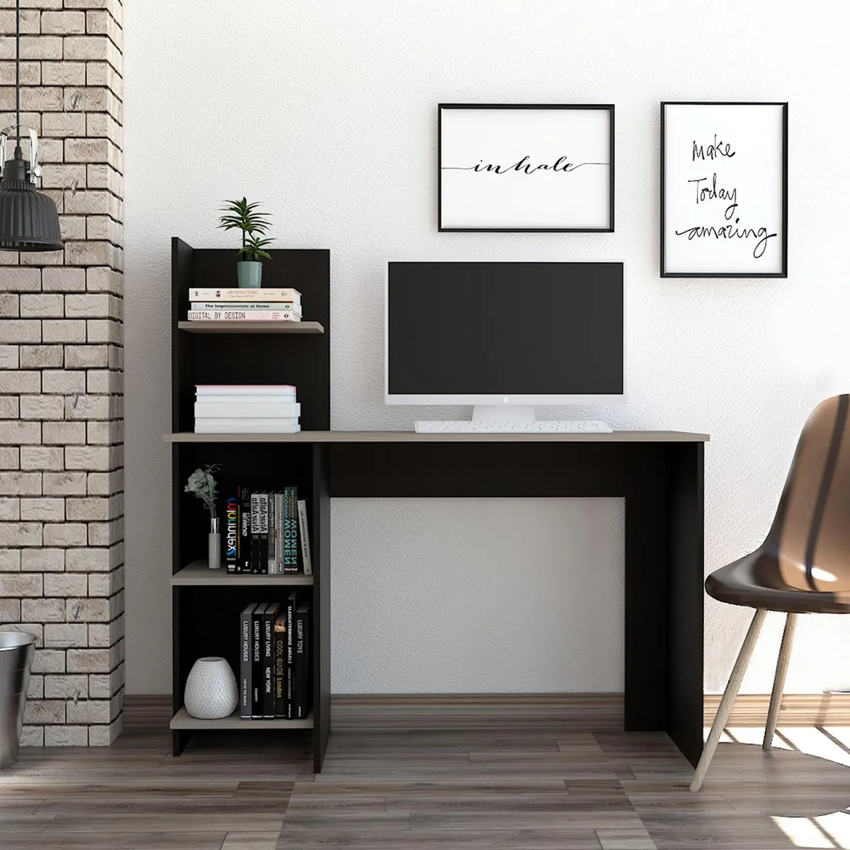 TUHOME - Escritorio 120x45x120 cm melamina wengue