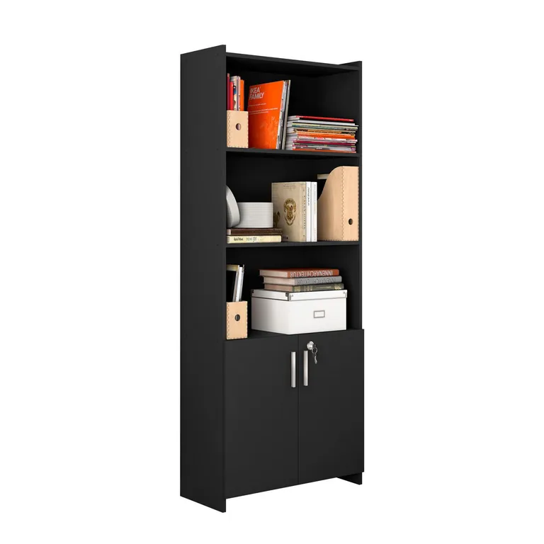HOME MOBILI Librero MDF 5 Nivel(es) 70x178x31 cm Negro