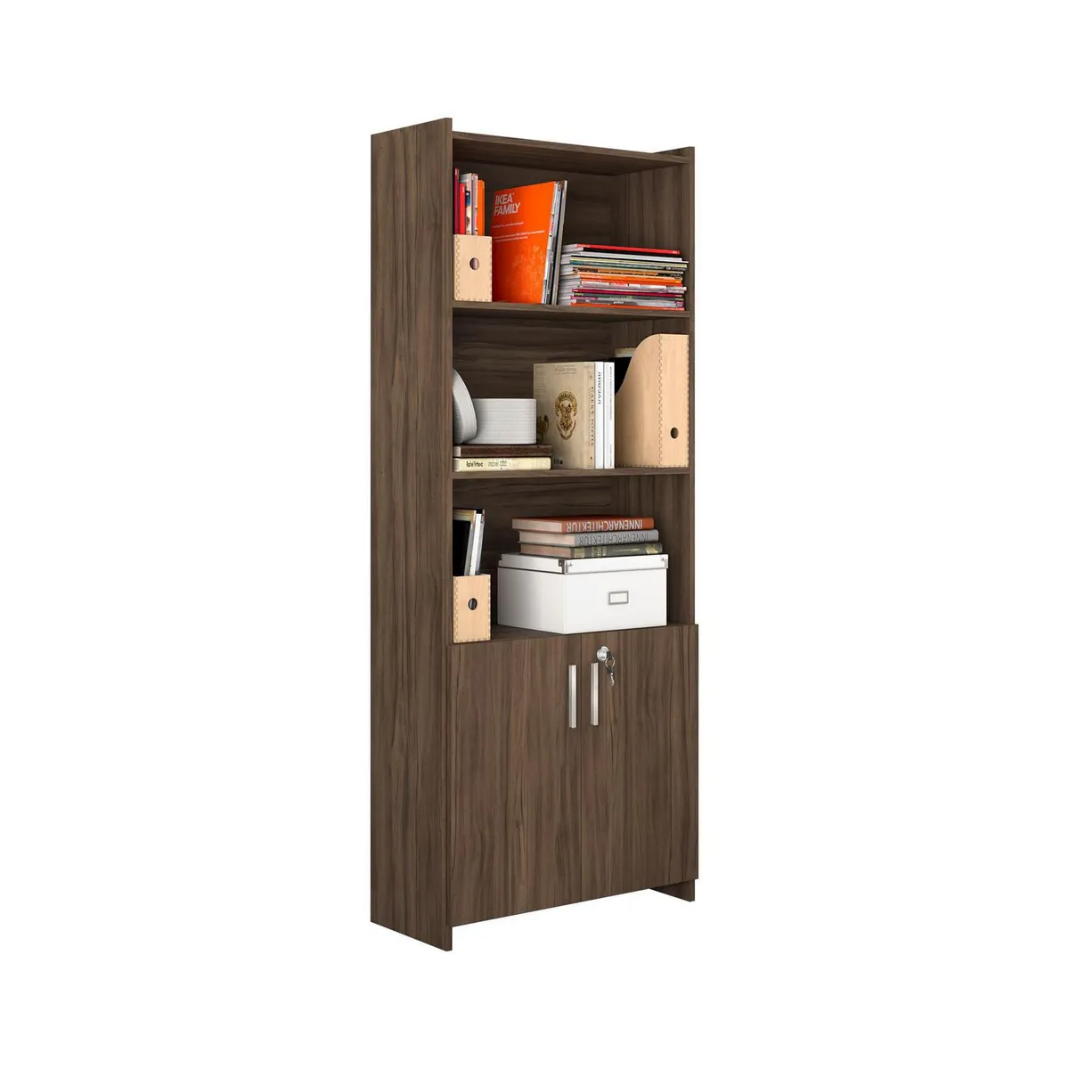 HOME MOBILI - Librero MDF 5 Nivel(es) 70x178x32 cm Nogal