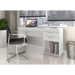 HOME MOBILI - Escritorio 2 cajones blanco 76x121x43 cm