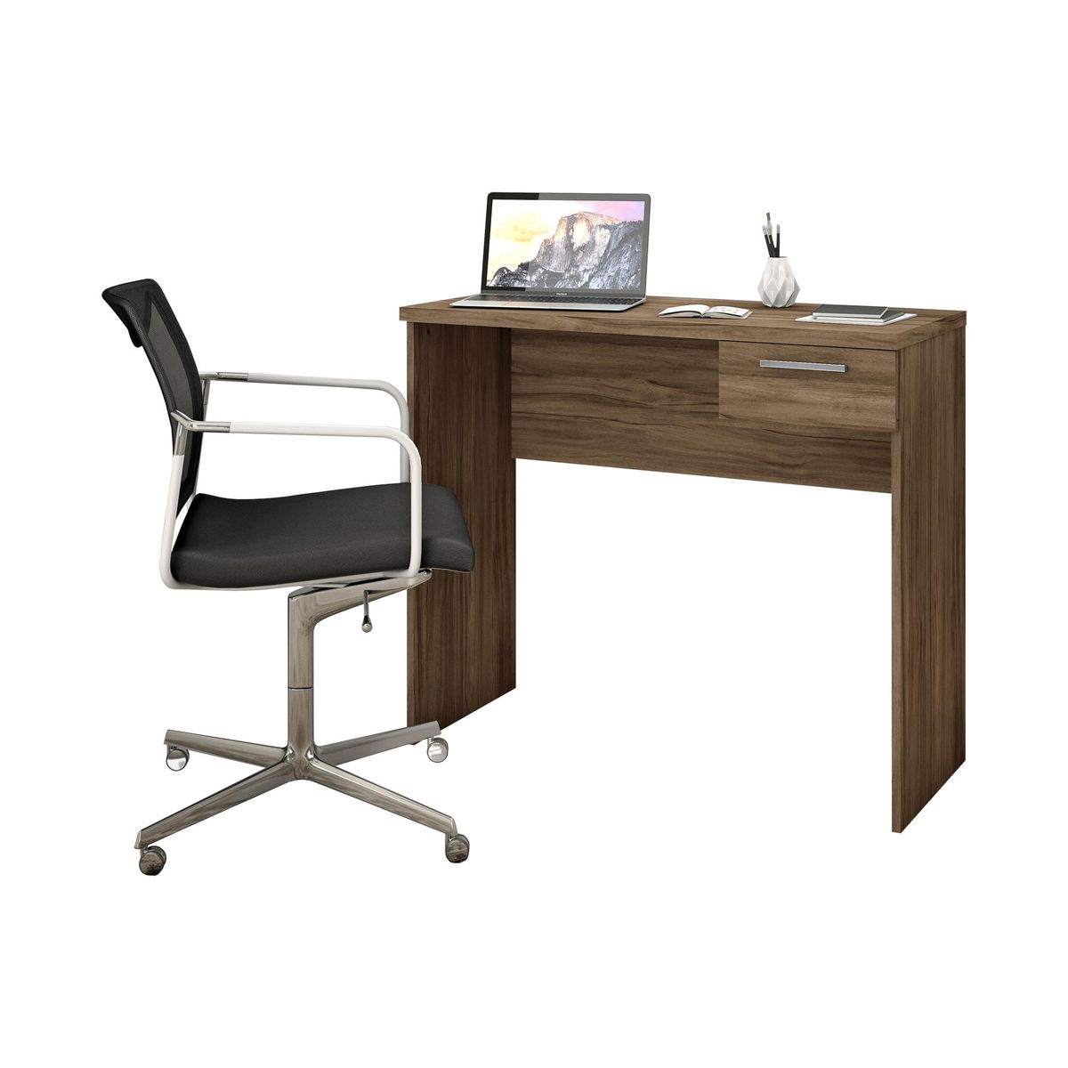 HOME MOBILI - Escritorio 1 cajón canela mdp 78x90x40 cm