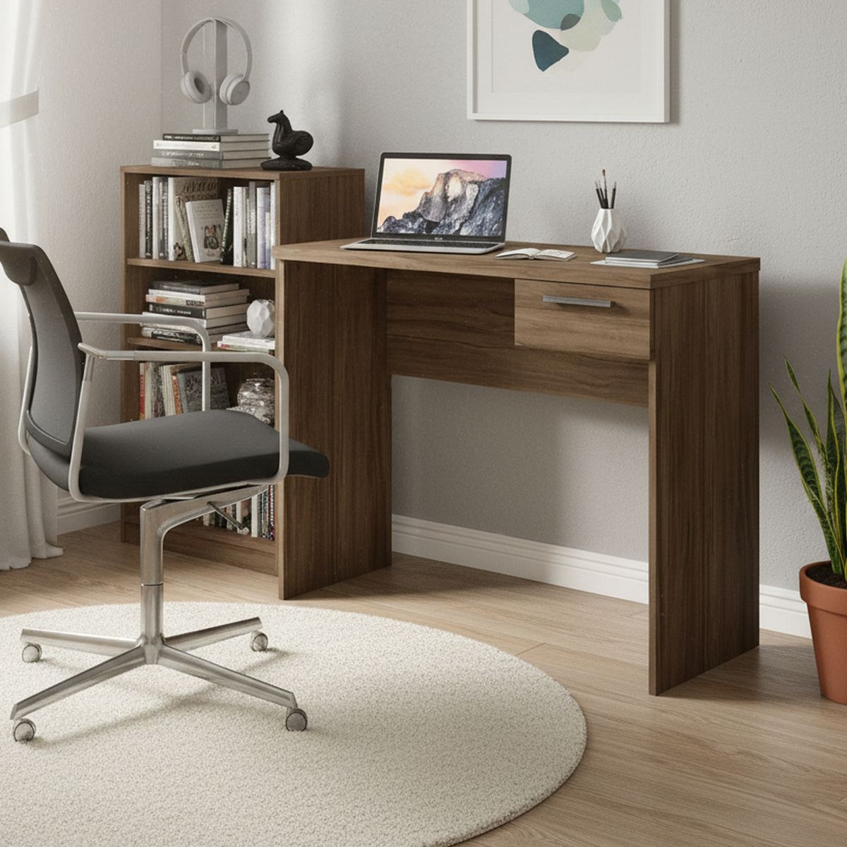 HOME MOBILI - Escritorio 1 cajón canela mdp 78x90x40 cm