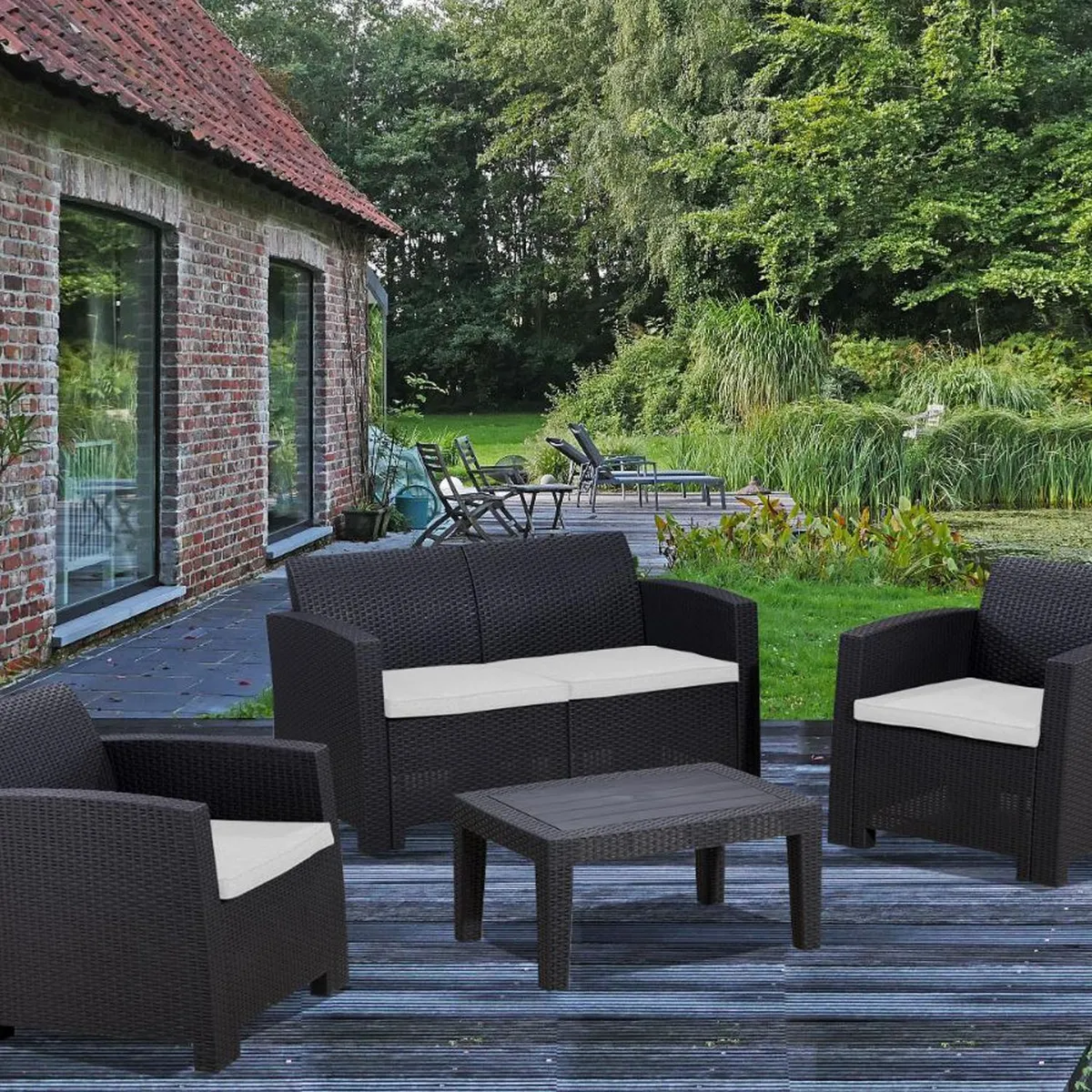 NORTHWEST - Juego de Terraza Living Menorca 4 Personas Café