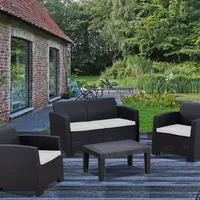 Juego de Terraza Living Menorca 4 Personas Café