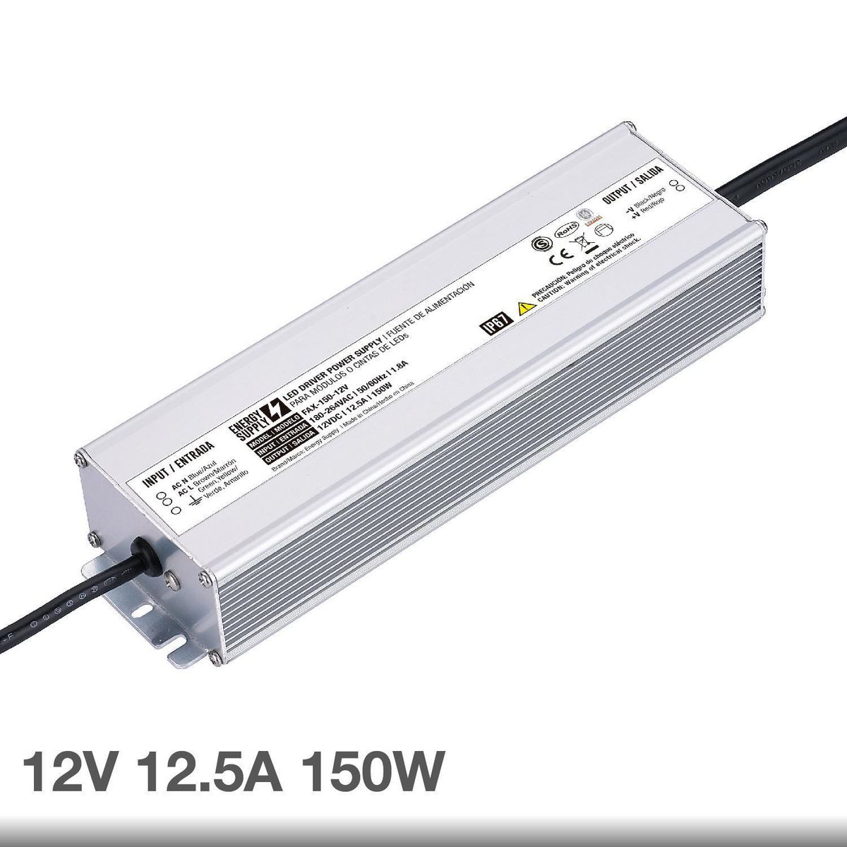 DEMASLED - Fuente de alimentación para exteriores 150 W a 12v