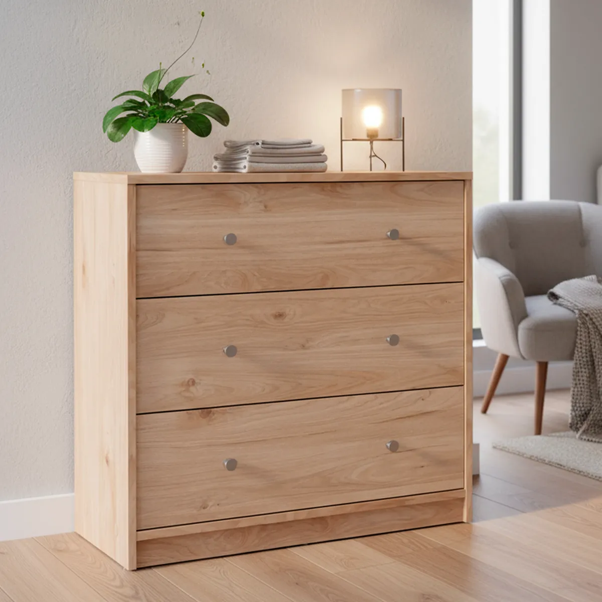 TVILUM - Cómoda 3 Cajón(es) May 72x68x30 cm Café