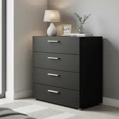 TVILUM - Cómoda 4 Cajón(es) Pepe 80x68x40 cm Negro