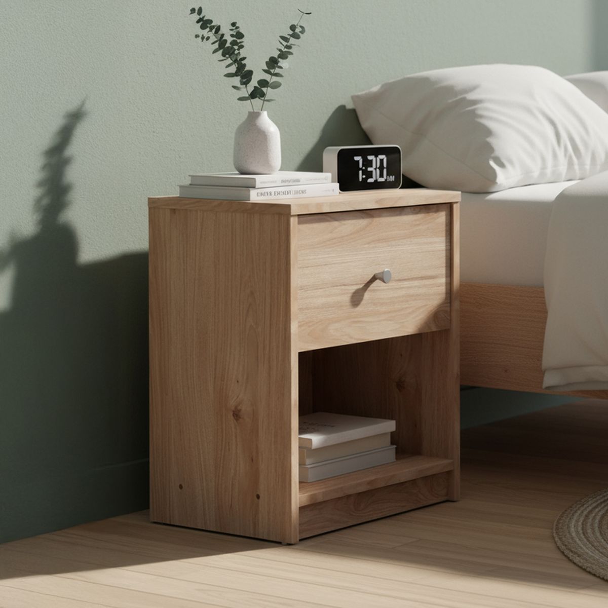 TVILUM - Velador 1 Cajón(es) May 38x48x30 cm Café