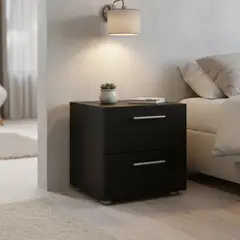 TVILUM - Velador 2 Cajón(es) Pepe 40x42x40 cm Negro
