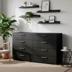 TVILUM - Cómoda 8 Cajón(es) Pepe 140x82x40 cm Negro