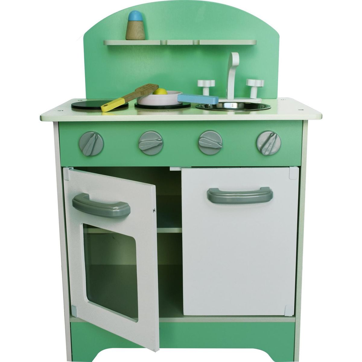 GAME POWER - Cocina madera con accesorios verde/blanco