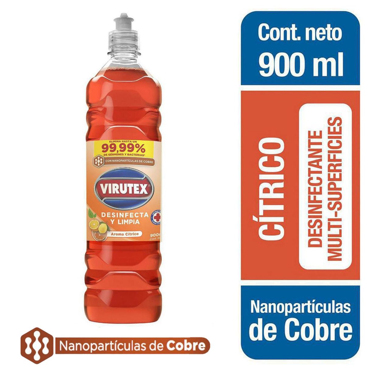 VIRUTEX - Limpiador Líquido Desinfectante Virutex Cítrico 900 ml