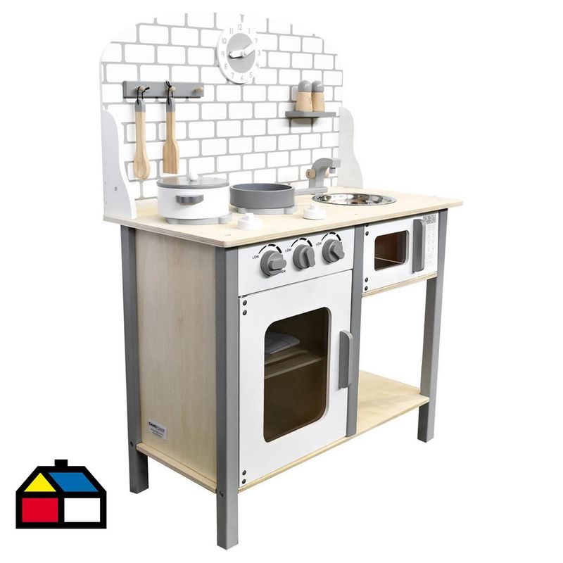 GAME POWER - Cocina madera con accesorios gris