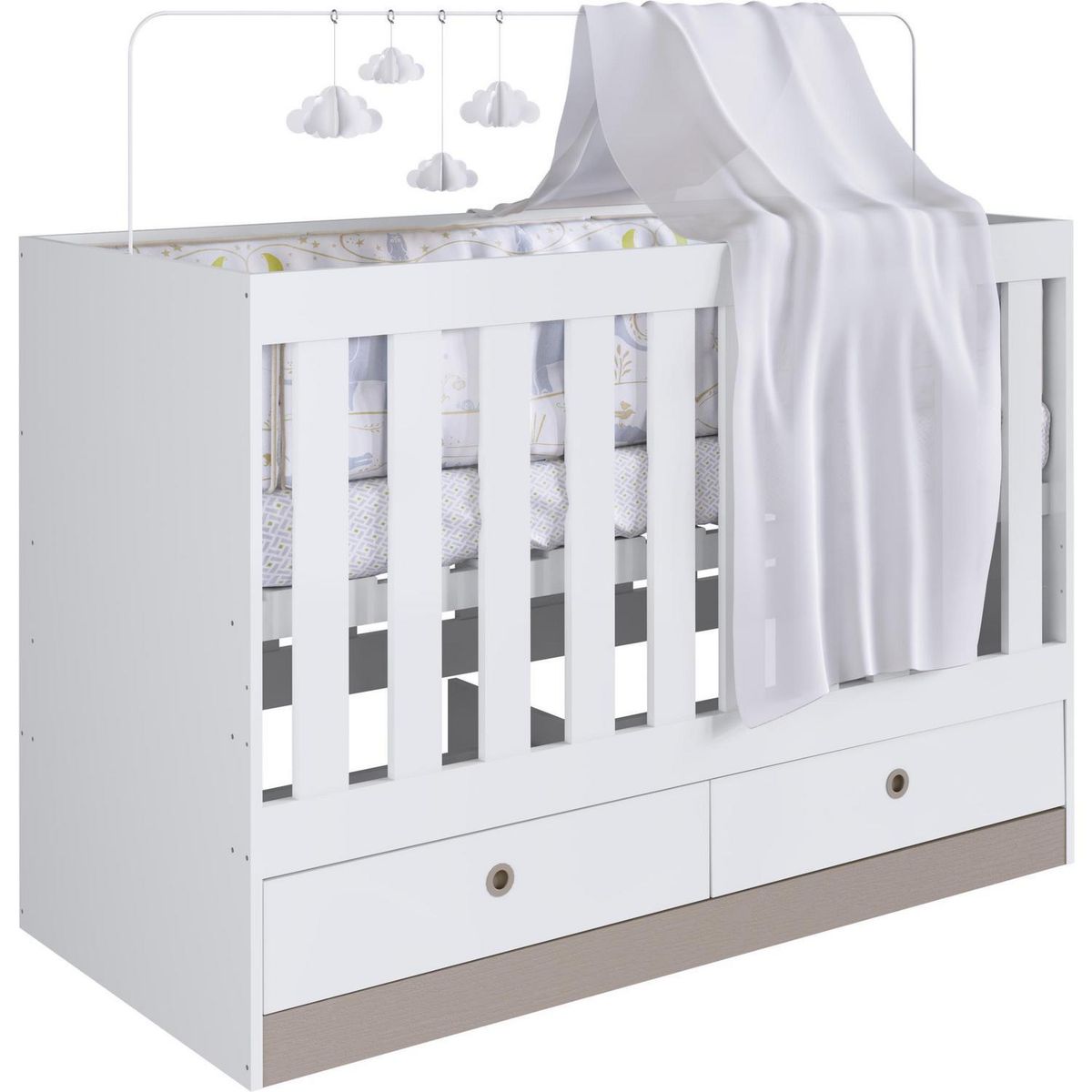 KIDSCOOL - Cuna 3 en 1 63x92x133 cm blanca